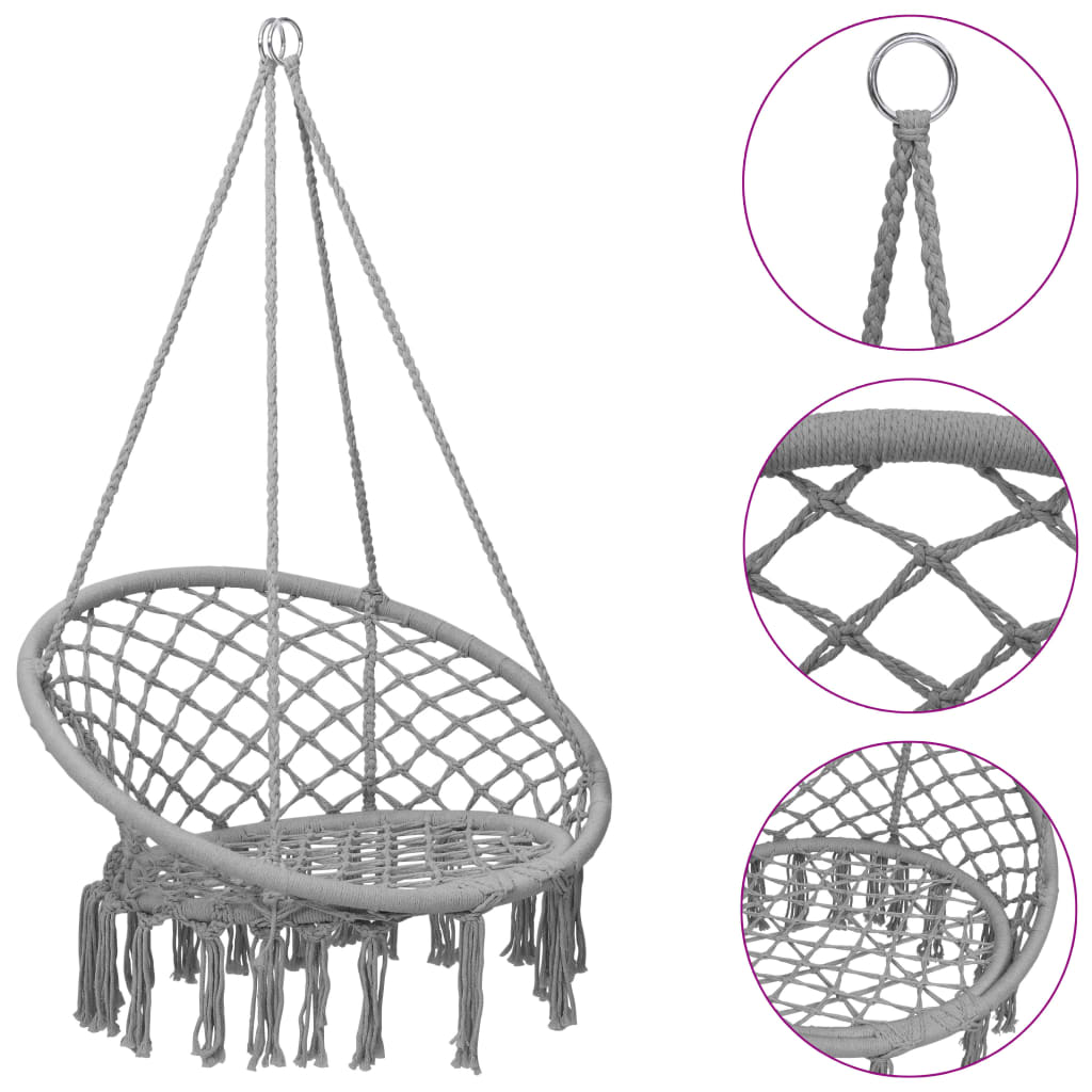 vidaXL Scaun balansoar hamac, gri, 80 cm vidaXL Scaun balansoar hamac, gri, 80 cm