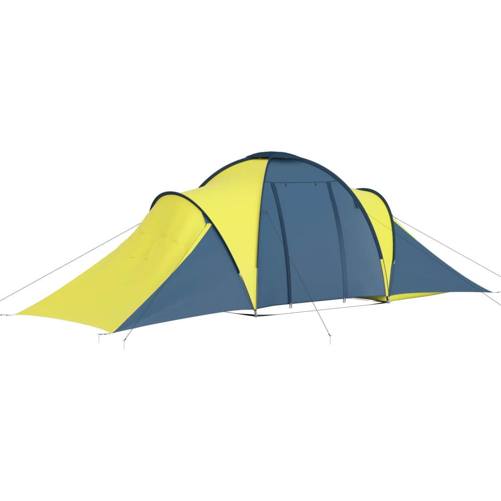 vidaXL Cort camping, 6 persoane, albastru și galben vidaXL Cort camping, 6 persoane, albastru și galben