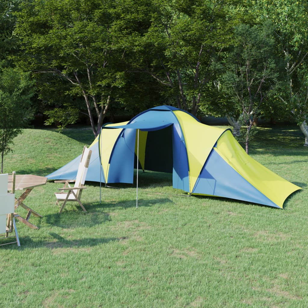 vidaXL Cort camping, 6 persoane, albastru și galben vidaXL Cort camping, 6 persoane, albastru și galben