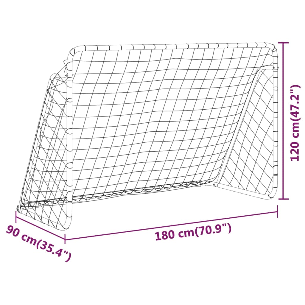 vidaXL Poartă de fotbal cu plasă, alb, 180x90x120 cm, oțel vidaXL Poartă de fotbal cu plasă, alb, 180x90x120 cm, oțel