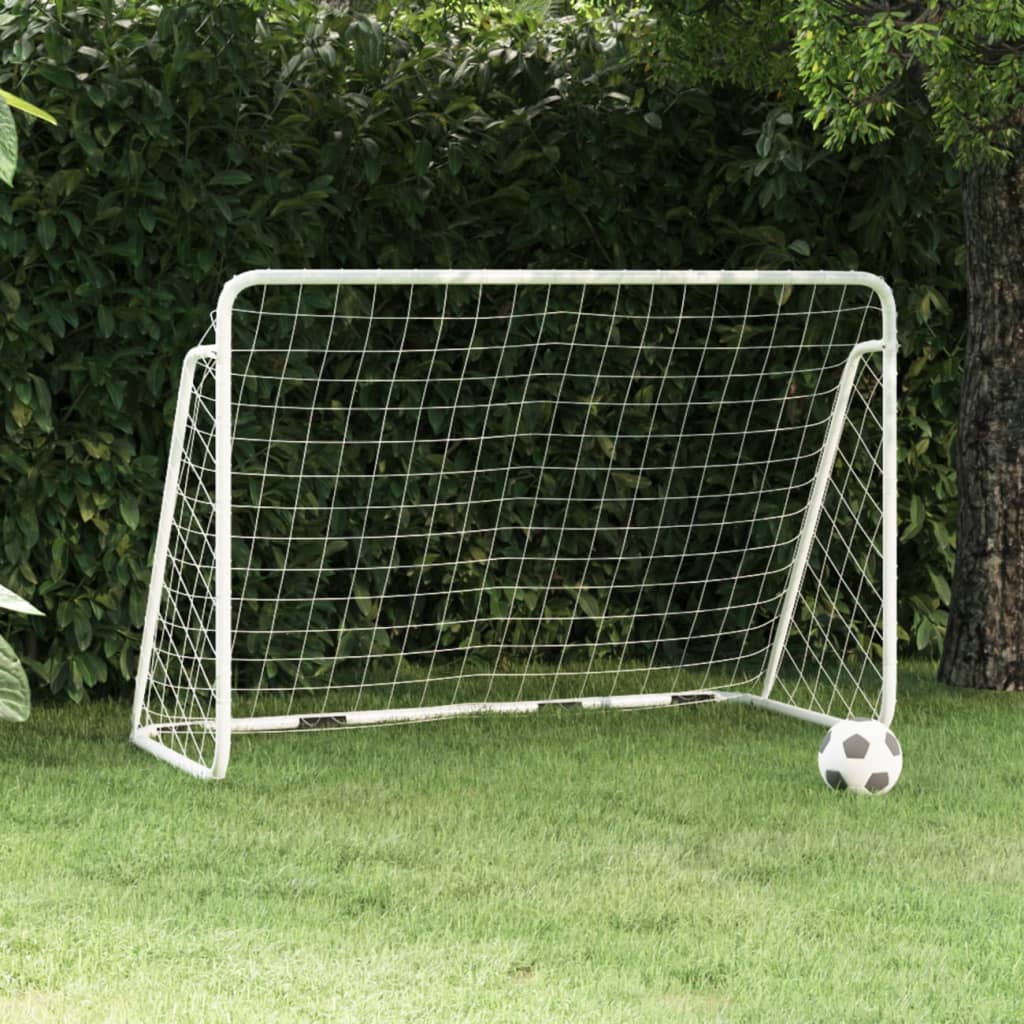 vidaXL Poartă de fotbal cu plasă, alb, 180x90x120 cm, oțel vidaXL Poartă de fotbal cu plasă, alb, 180x90x120 cm, oțel