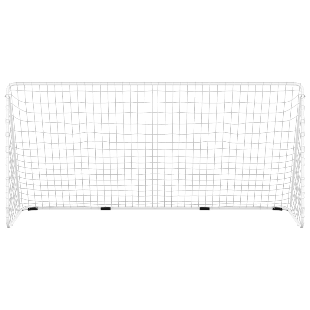 vidaXL Poartă de fotbal cu plasă, alb, 366x122x182 cm, oțel vidaXL Poartă de fotbal cu plasă, alb, 366x122x182 cm, oțel