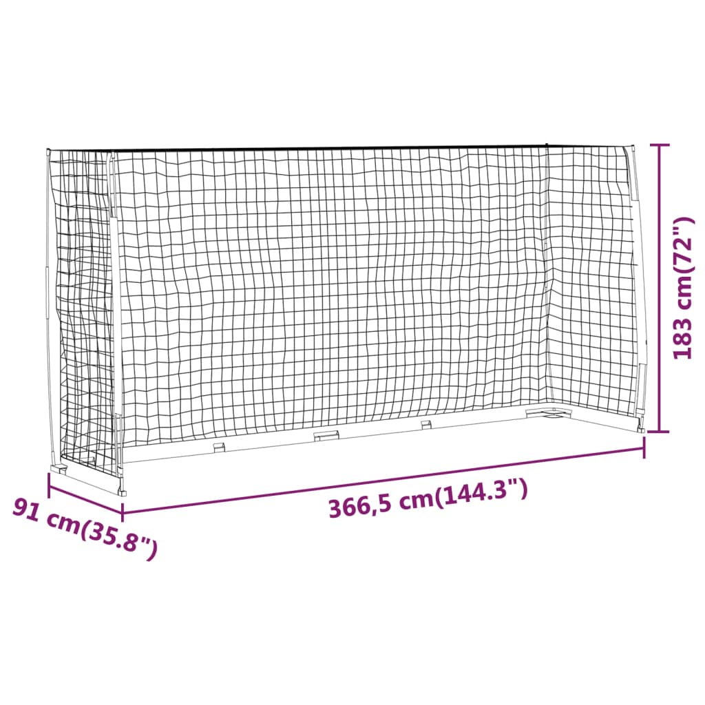 vidaXL Poartă de fotbal, 366,5x91x183 cm, oțel vidaXL Poartă de fotbal, 366,5x91x183 cm, oțel