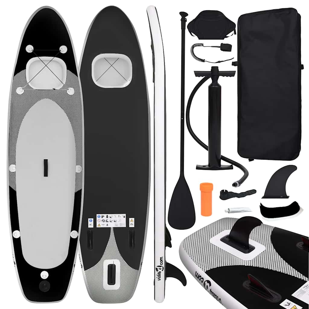 vidaXL Set placă paddleboarding gonflabilă, negru, 300x76x10 cm vidaXL Set placă paddleboarding gonflabilă, negru, 300x76x10 cm