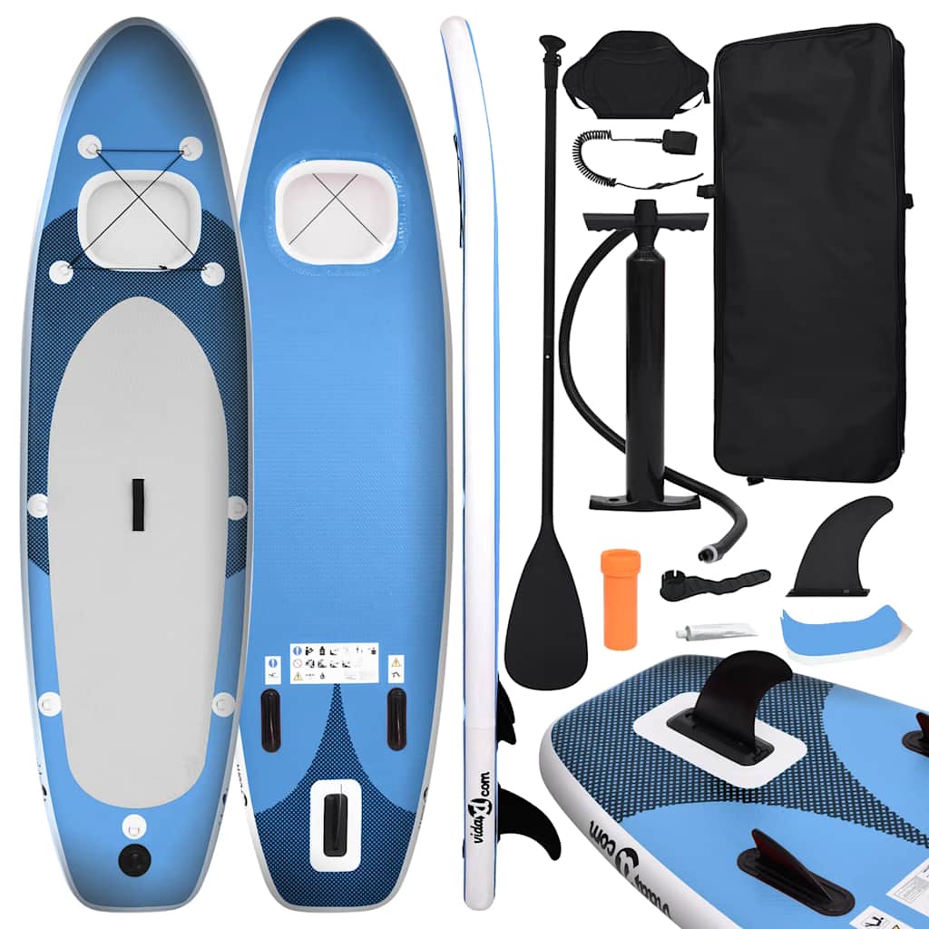 vidaXL Set placă paddleboarding gonflabilă, albastru, 360x81x10 cm vidaXL Set placă paddleboarding gonflabilă, albastru, 360x81x10 cm
