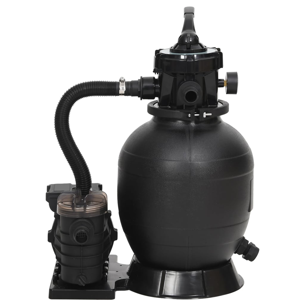 vidaXL Filtru de nisip pentru piscină cu prefiltru, negru vidaXL Filtru de nisip pentru piscină cu prefiltru, negru