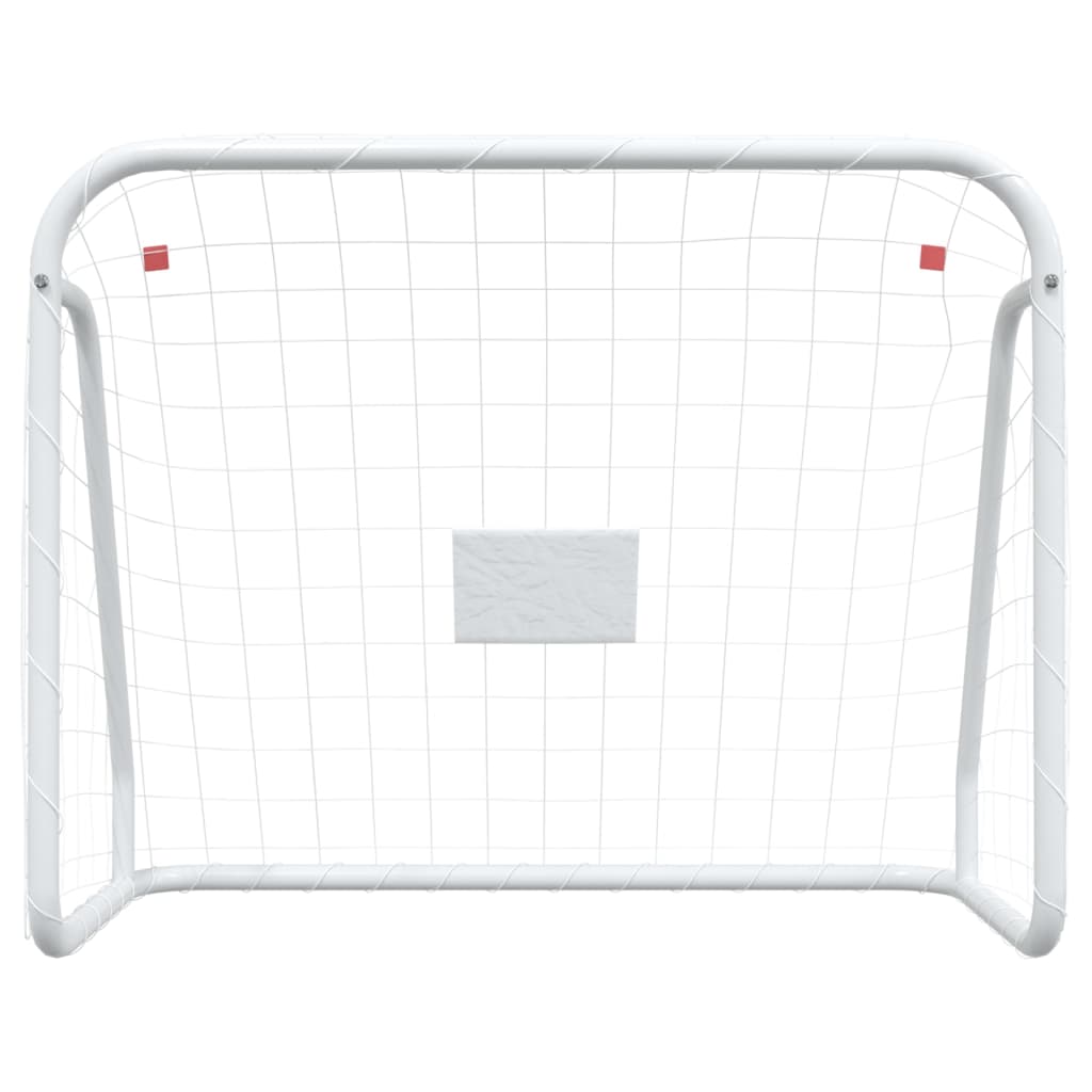 vidaXL Poartă de fotbal cu plasă, alb, 125x96x60 cm, oțel/poliester vidaXL Poartă de fotbal cu plasă, alb, 125x96x60 cm, oțel/poliester