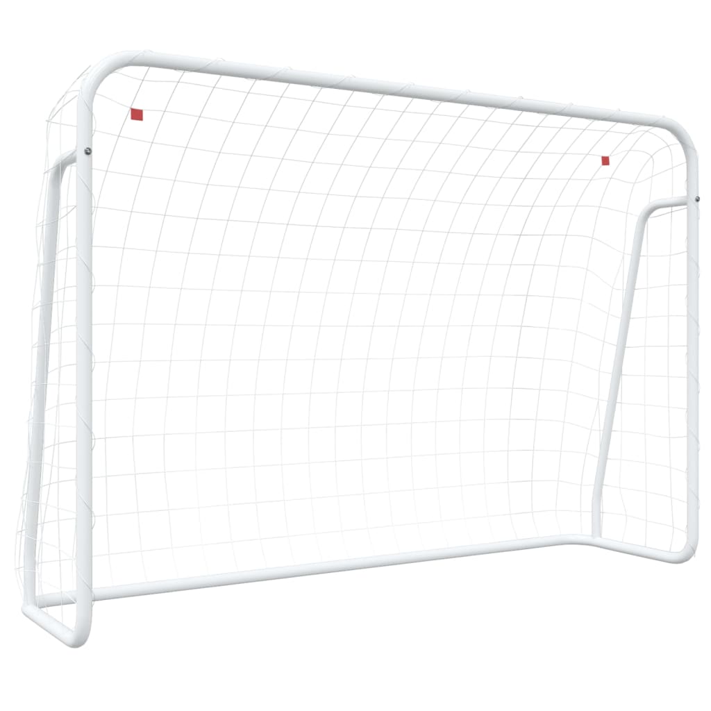 vidaXL Poartă de fotbal cu plasă, alb, 214x75x152 cm, oțel/poliester vidaXL Poartă de fotbal cu plasă, alb, 214x75x152 cm, oțel/poliester