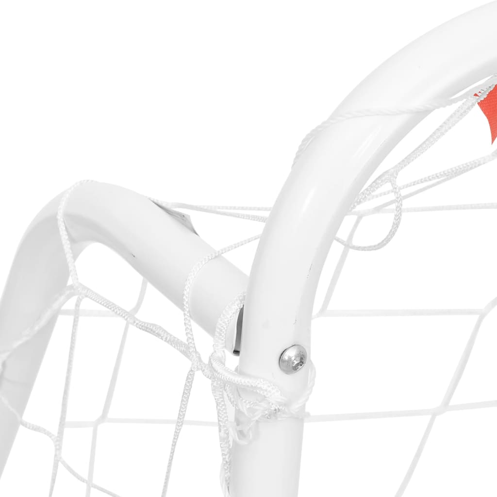 vidaXL Poartă de fotbal cu plasă, alb, 214x75x152 cm, oțel/poliester vidaXL Poartă de fotbal cu plasă, alb, 214x75x152 cm, oțel/poliester
