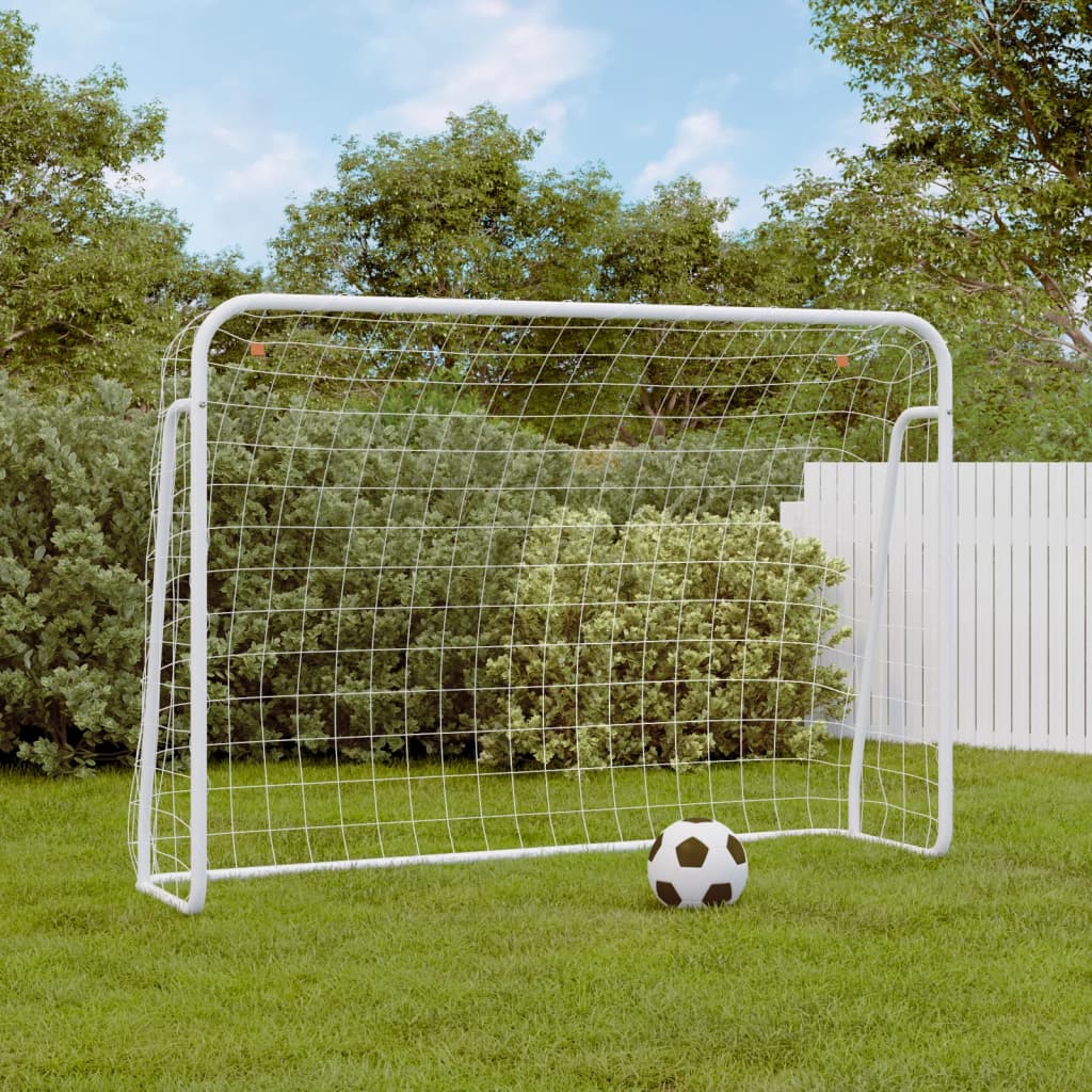 vidaXL Poartă de fotbal cu plasă, alb, 214x75x152 cm, oțel/poliester vidaXL Poartă de fotbal cu plasă, alb, 214x75x152 cm, oțel/poliester