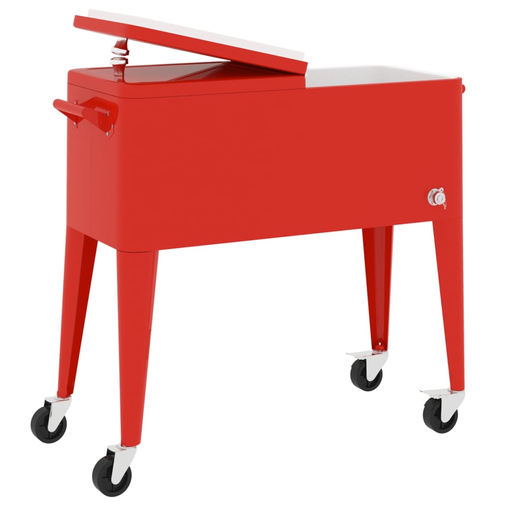 vidaXL Cărucior frigorific cu roți roșu 92x43x89 cm vidaXL Cărucior frigorific cu roți roșu 92x43x89 cm