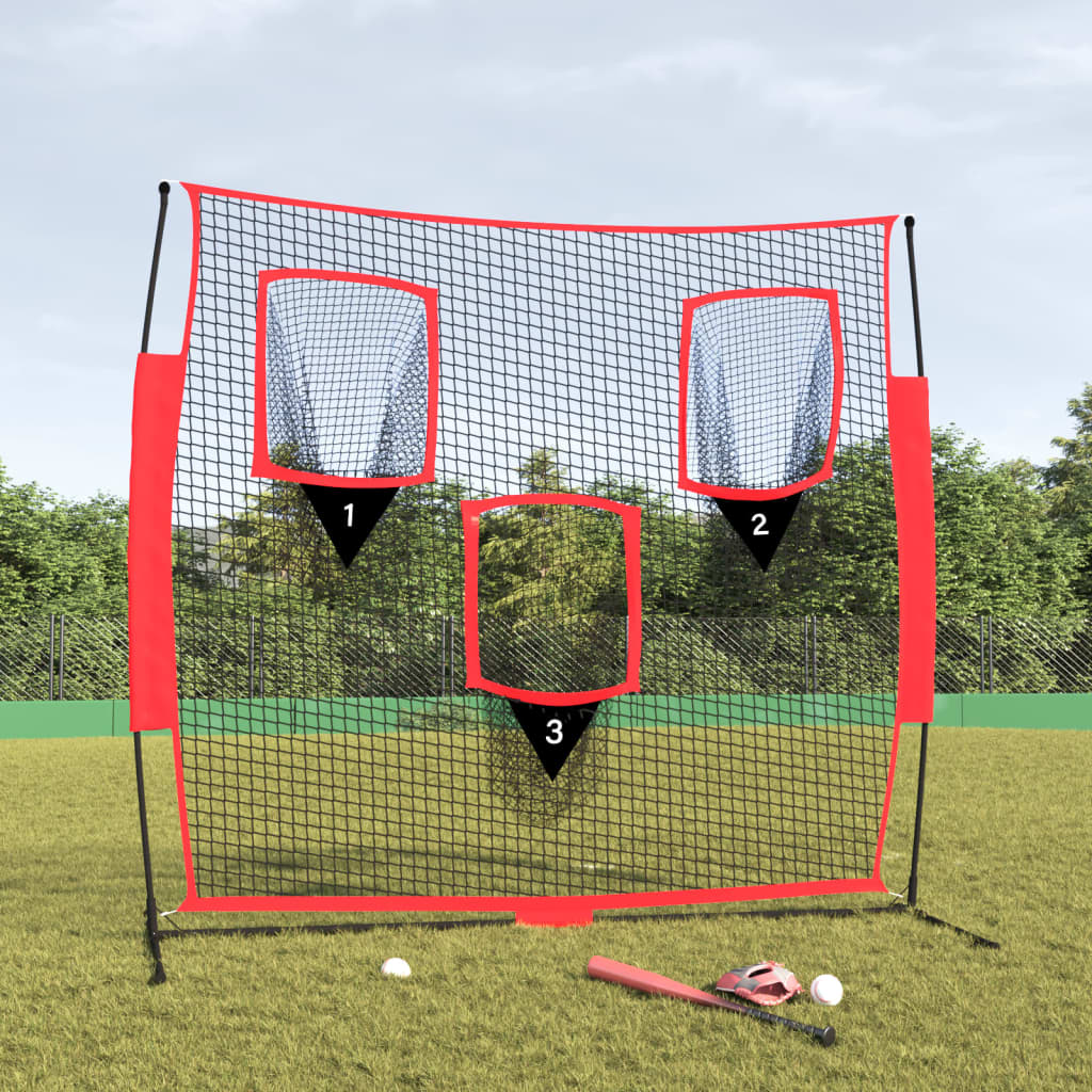 vidaXL Plasă de baseball portabilă negru/roșu 183x105x183 cm poliester vidaXL Plasă de baseball portabilă negru/roșu 183x105x183 cm poliester