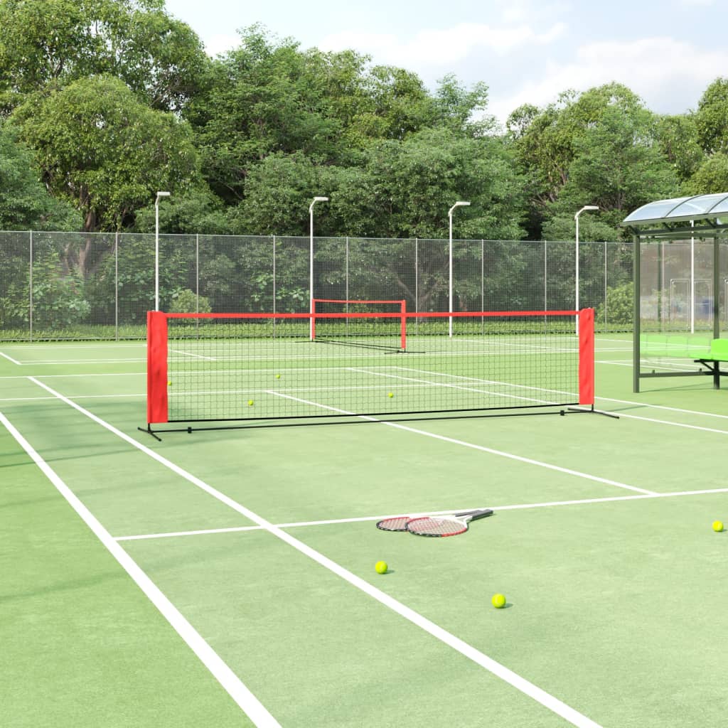 vidaXL Plasă de tenis, negru și roșu, 400x100x87 cm, poliester vidaXL Plasă de tenis, negru și roșu, 400x100x87 cm, poliester