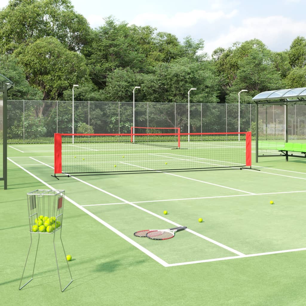 vidaXL Plasă de tenis, negru și roșu, 500x100x87 cm, poliester vidaXL Plasă de tenis, negru și roșu, 500x100x87 cm, poliester