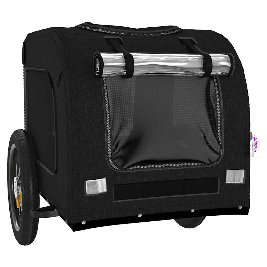 vidaXL Remorcă bicicletă animale companie, negru, textil oxford/fier vidaXL Remorcă bicicletă animale companie, negru, textil oxford/fier