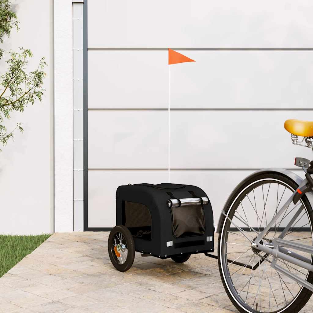 vidaXL Remorcă bicicletă animale companie, negru, textil oxford/fier vidaXL Remorcă bicicletă animale companie, negru, textil oxford/fier