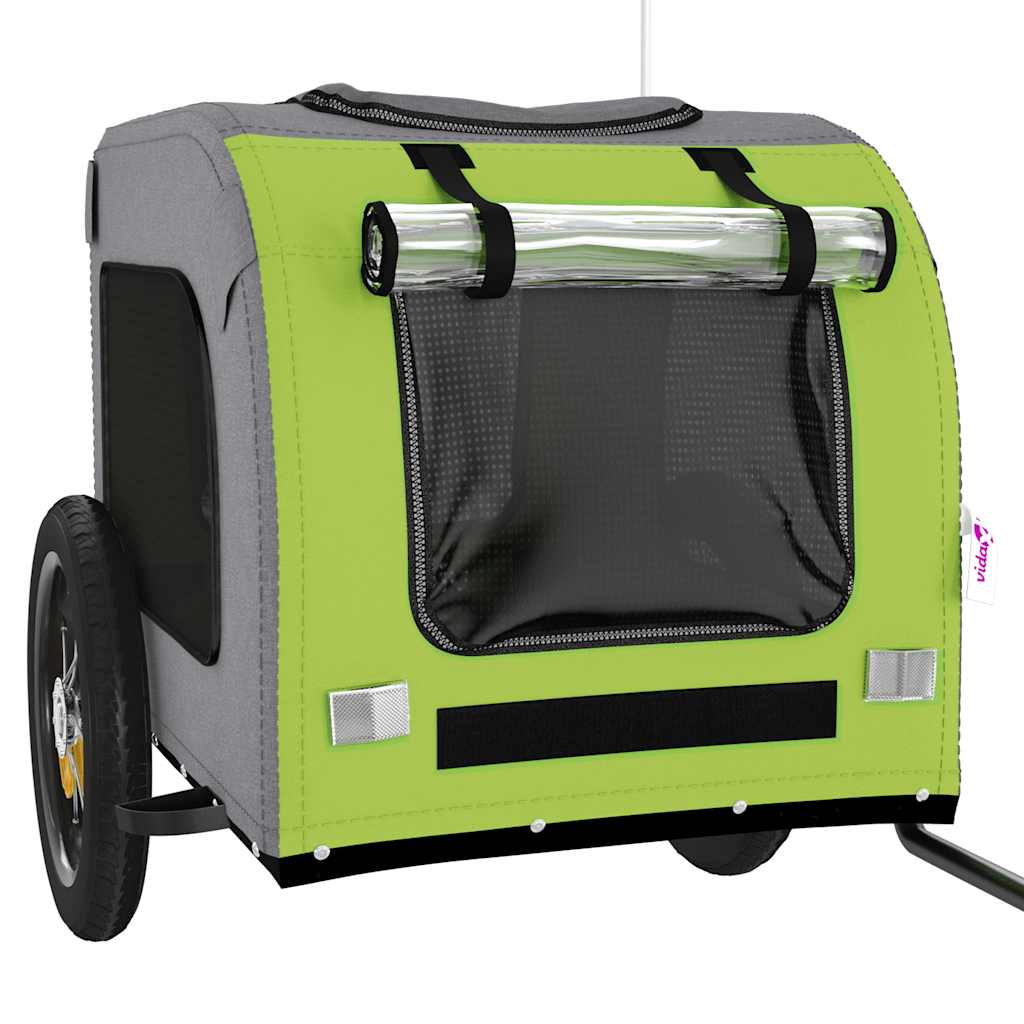 vidaXL Remorcă bicicletă animale companie verde/gri textil oxford/fier vidaXL Remorcă bicicletă animale companie verde/gri textil oxford/fier