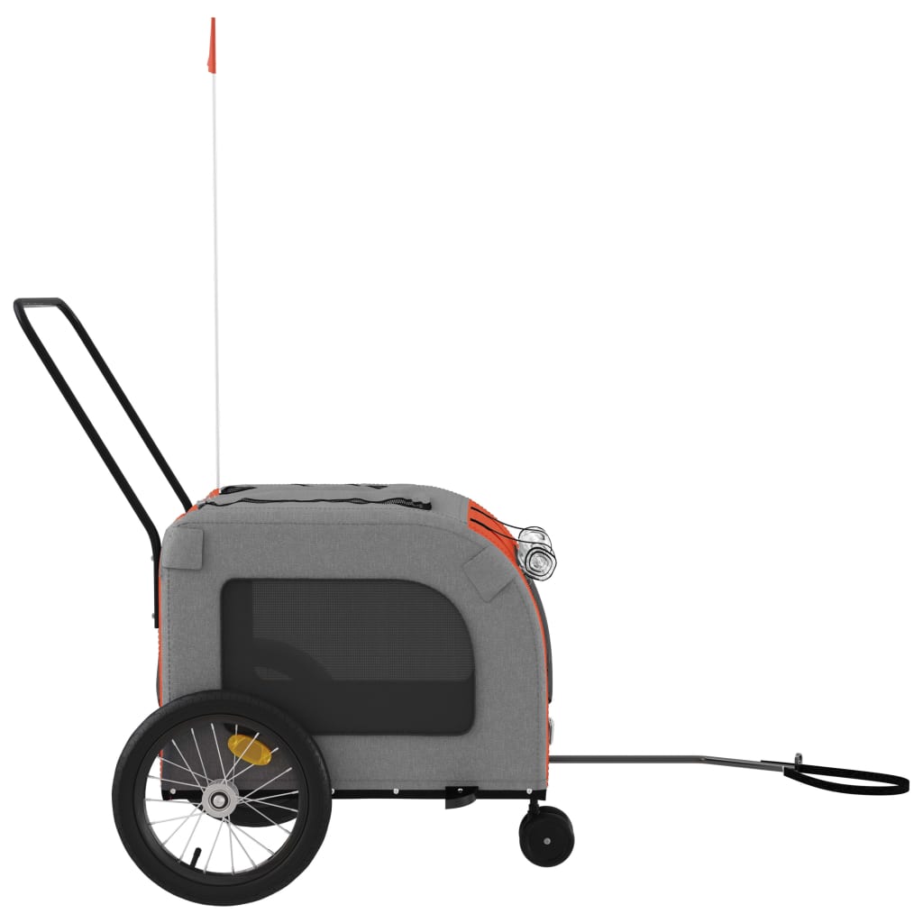 vidaXL Remorcă de bicicletă animale portocaliu/gri, textil oxford/fier vidaXL Remorcă de bicicletă animale portocaliu/gri, textil oxford/fier