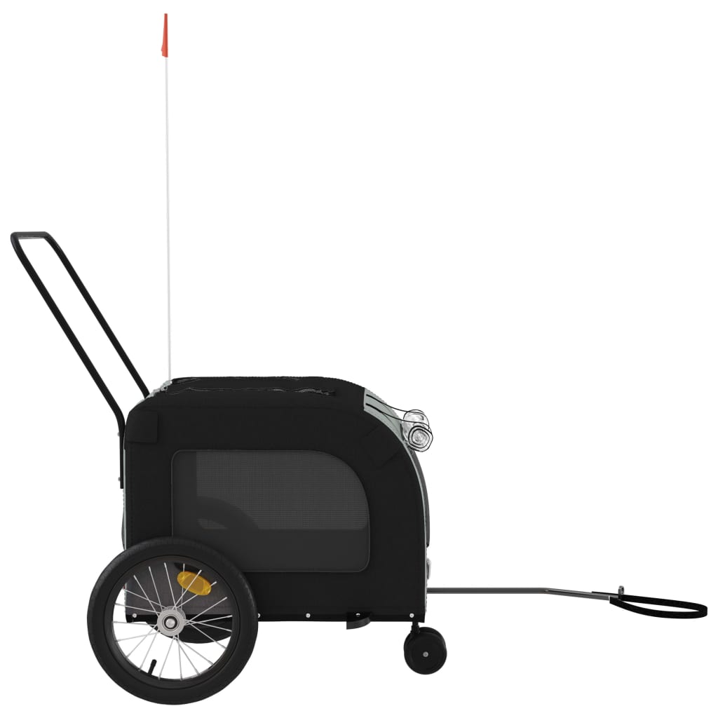 vidaXL Remorcă bicicletă animale companie gri/negru textil oxford/fier vidaXL Remorcă bicicletă animale companie gri/negru textil oxford/fier