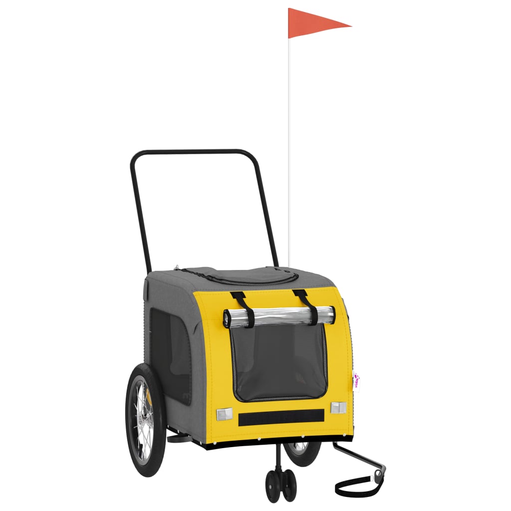 vidaXL Remorcă bicicletă animale companie, galben/gri, oxford/fier