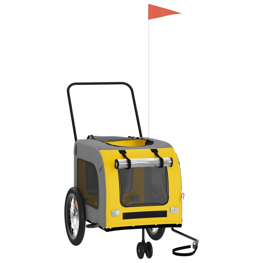 vidaXL Remorcă bicicletă animale companie, galben/gri, oxford/fier