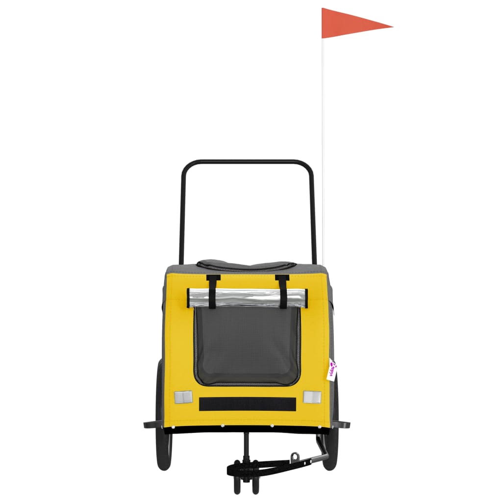 vidaXL Remorcă bicicletă animale companie, galben/gri, oxford/fier