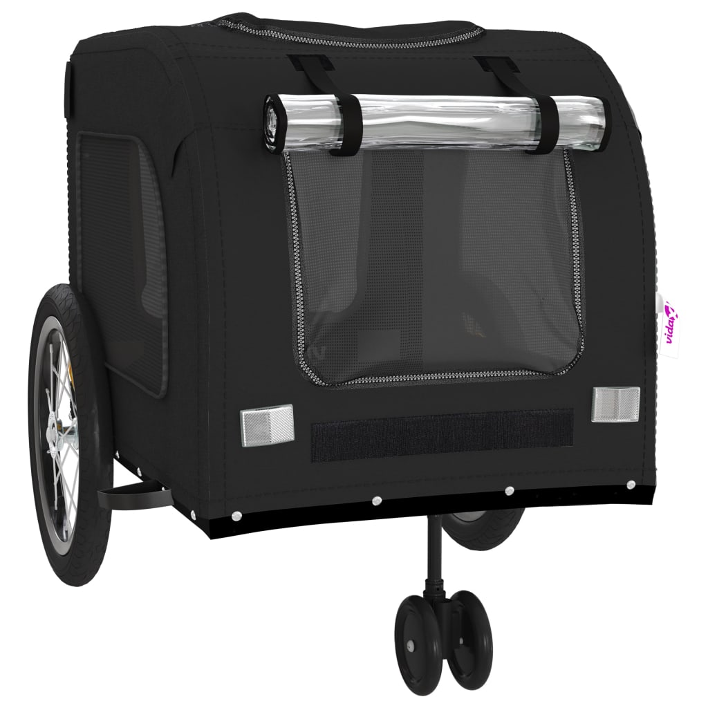 vidaXL Remorcă bicicletă animale companie, negru, textil oxford/fier vidaXL Remorcă bicicletă animale companie, negru, textil oxford/fier