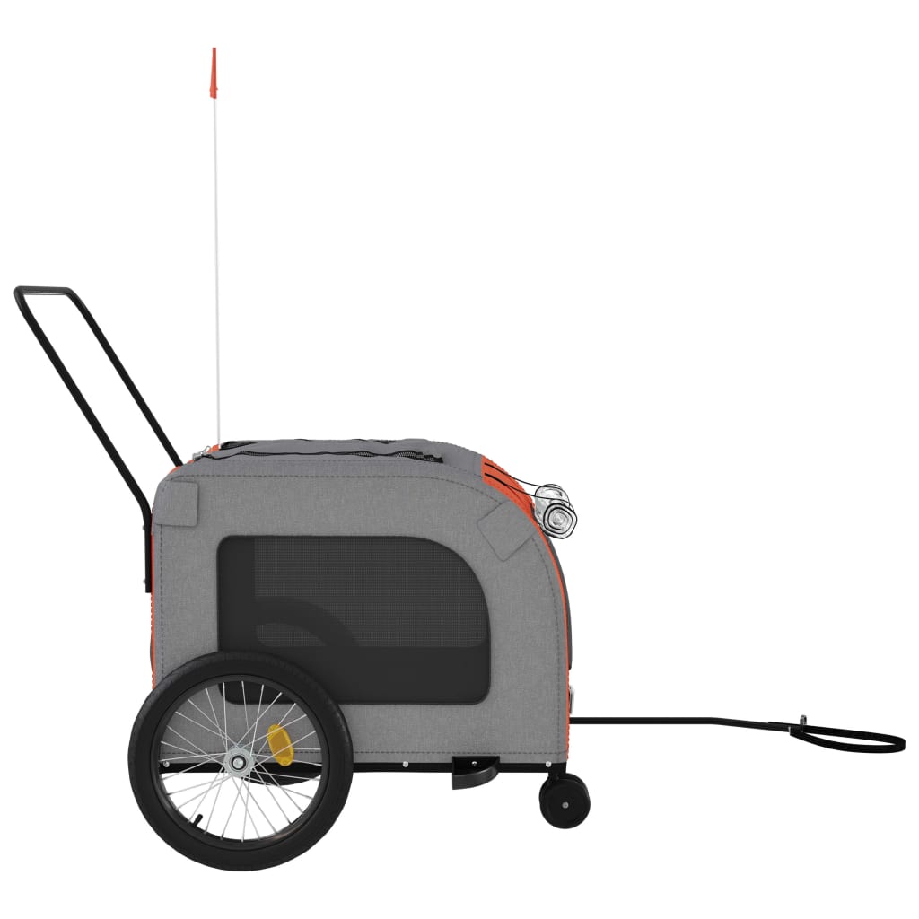 vidaXL Remorcă de bicicletă animale portocaliu/gri, textil oxford/fier vidaXL Remorcă de bicicletă animale portocaliu/gri, textil oxford/fier