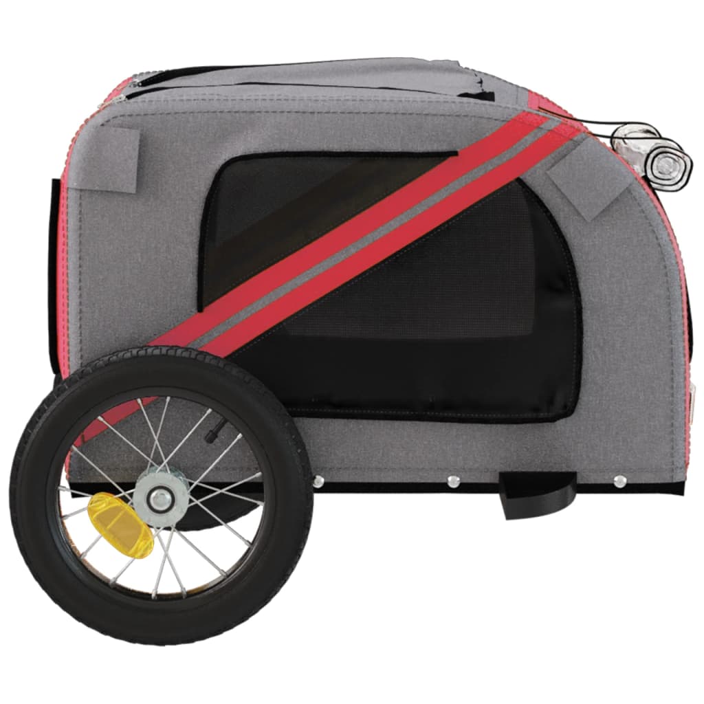 vidaXL Remorcă bicicletă animale companie, roșu/gri textil oxford/fier vidaXL Remorcă bicicletă animale companie, roșu/gri textil oxford/fier
