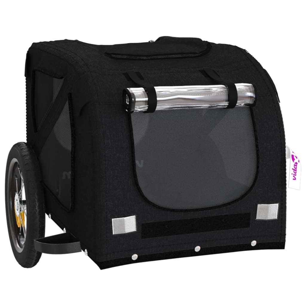 vidaXL Remorcă bicicletă animale companie, negru, textil oxford/fier