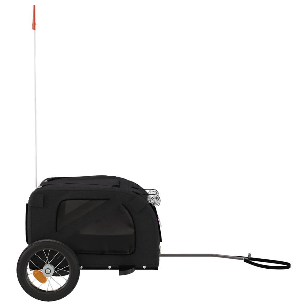 vidaXL Remorcă bicicletă animale companie, negru, textil oxford/fier