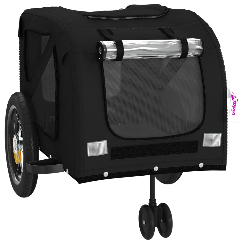 vidaXL Remorcă bicicletă animale companie, negru, textil oxford/fier