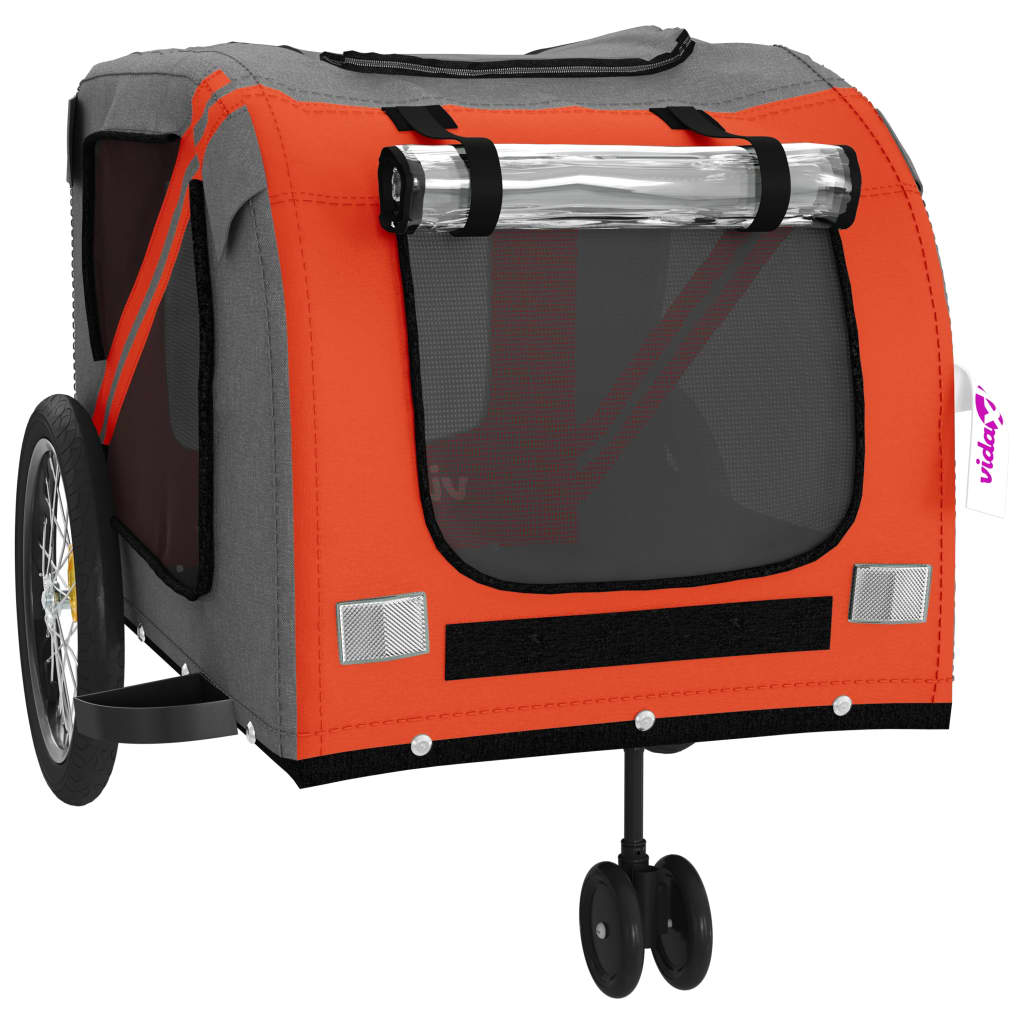 vidaXL Remorcă de bicicletă animale portocaliu/gri, textil oxford/fier
