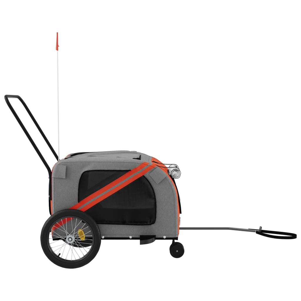 vidaXL Remorcă de bicicletă animale portocaliu/gri, textil oxford/fier