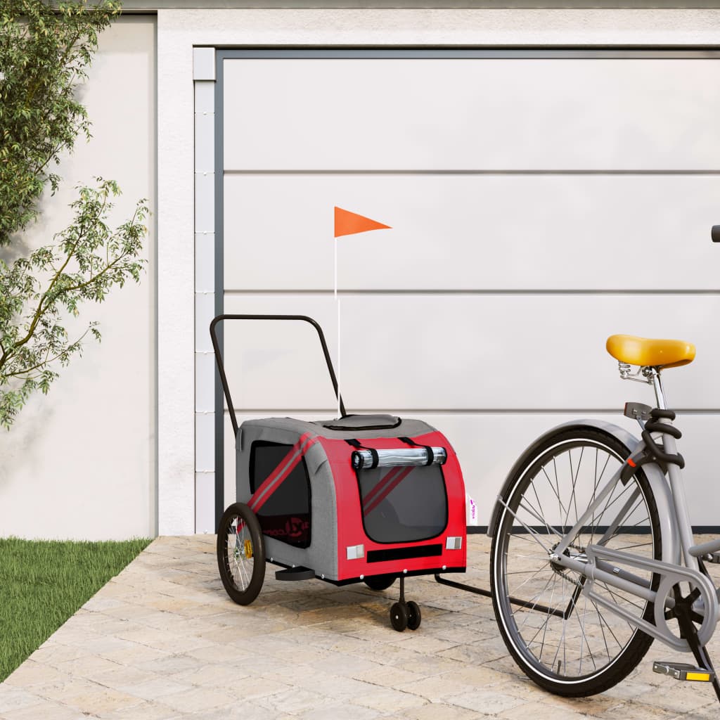 vidaXL Remorcă de bicicletă animale portocaliu/gri, textil oxford/fier