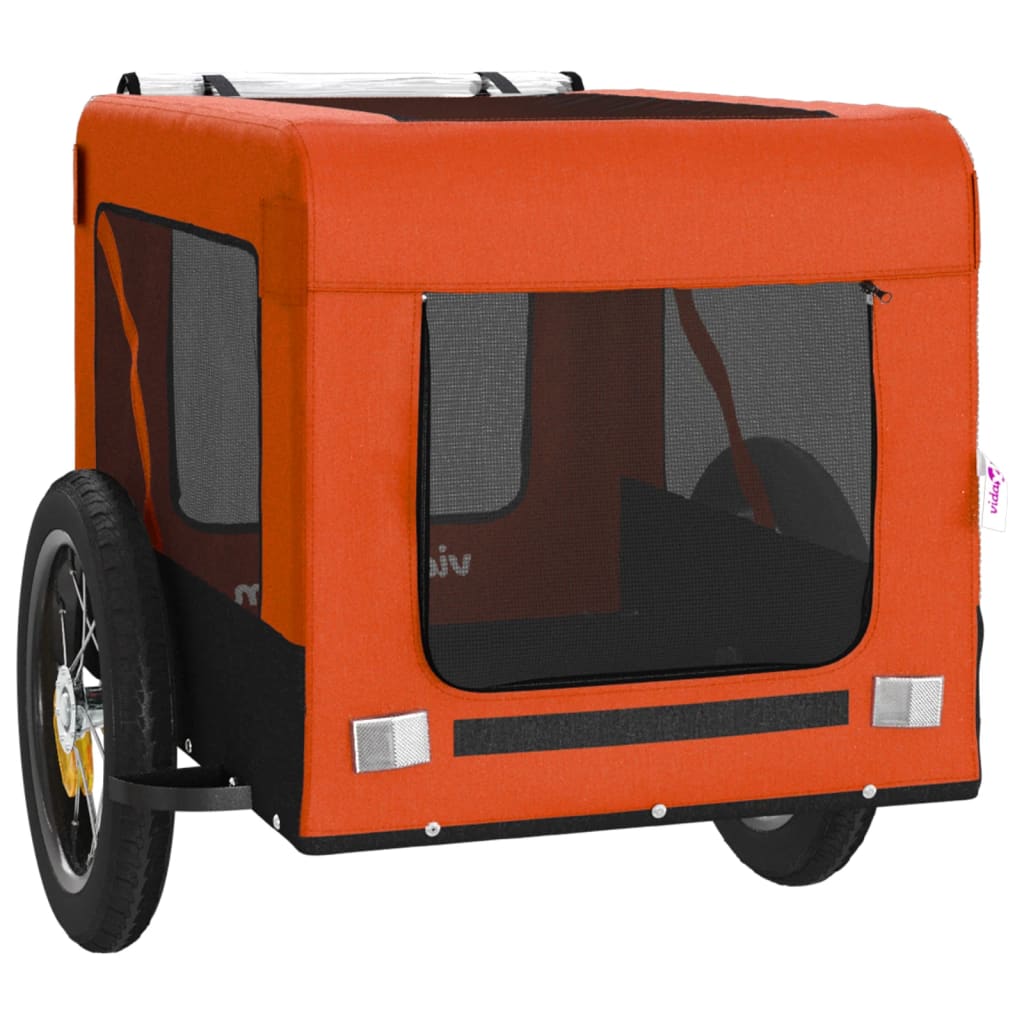 vidaXL Remorcă bicicletă animale companie portocaliu/negru oxford/fier vidaXL Remorcă bicicletă animale companie portocaliu/negru oxford/fier