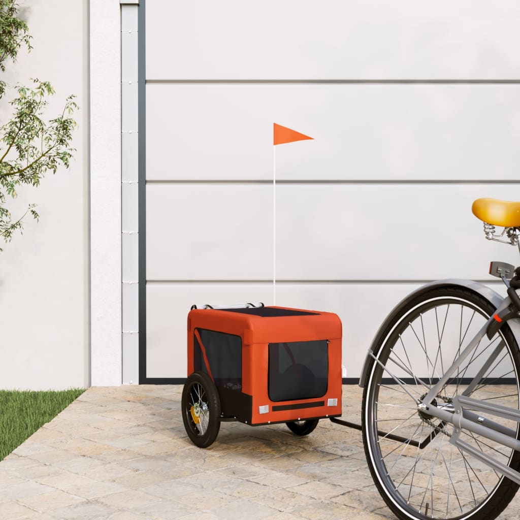 vidaXL Remorcă bicicletă animale companie portocaliu/negru oxford/fier vidaXL Remorcă bicicletă animale companie portocaliu/negru oxford/fier