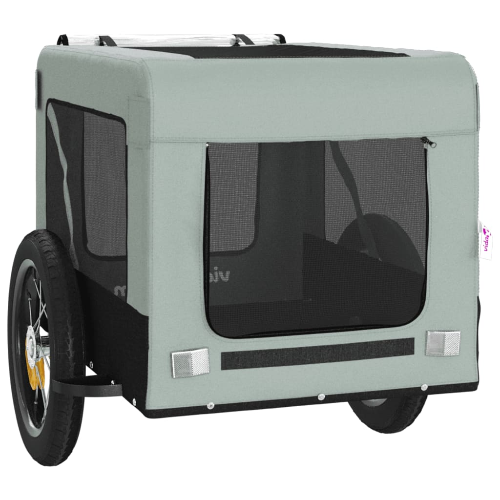vidaXL Remorcă bicicletă animale companie gri/negru textil oxford/fier vidaXL Remorcă bicicletă animale companie gri/negru textil oxford/fier