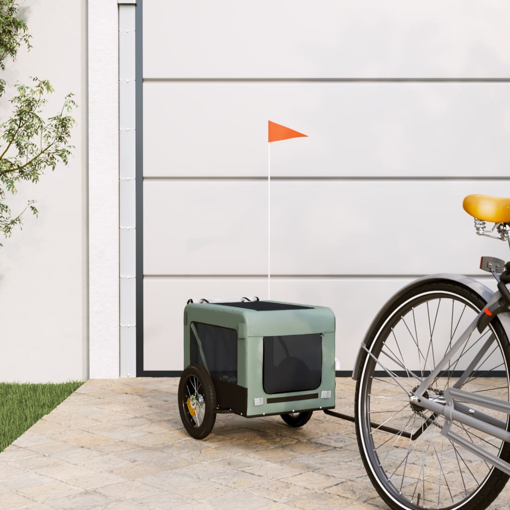 vidaXL Remorcă bicicletă animale companie gri/negru textil oxford/fier vidaXL Remorcă bicicletă animale companie gri/negru textil oxford/fier
