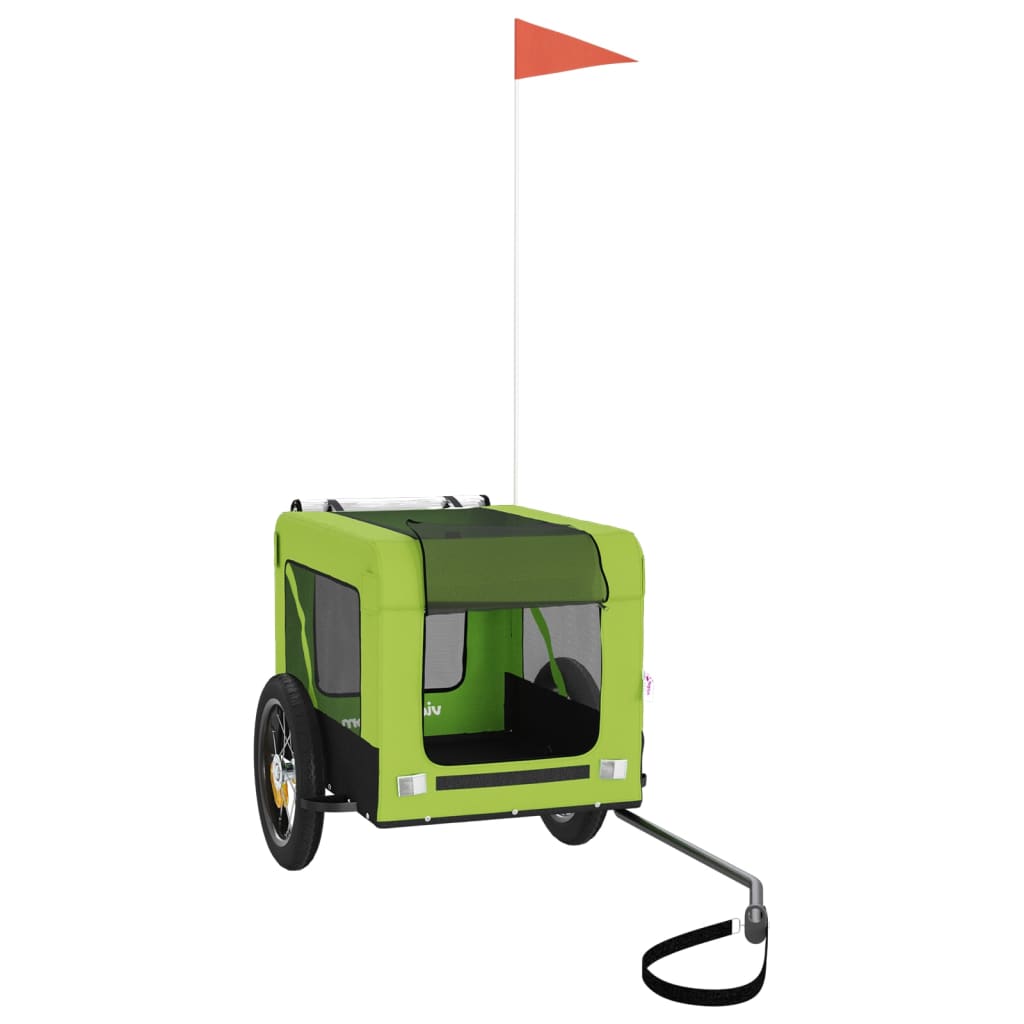vidaXL Remorcă bicicletă animale companie, verde/negru, oxford/fier