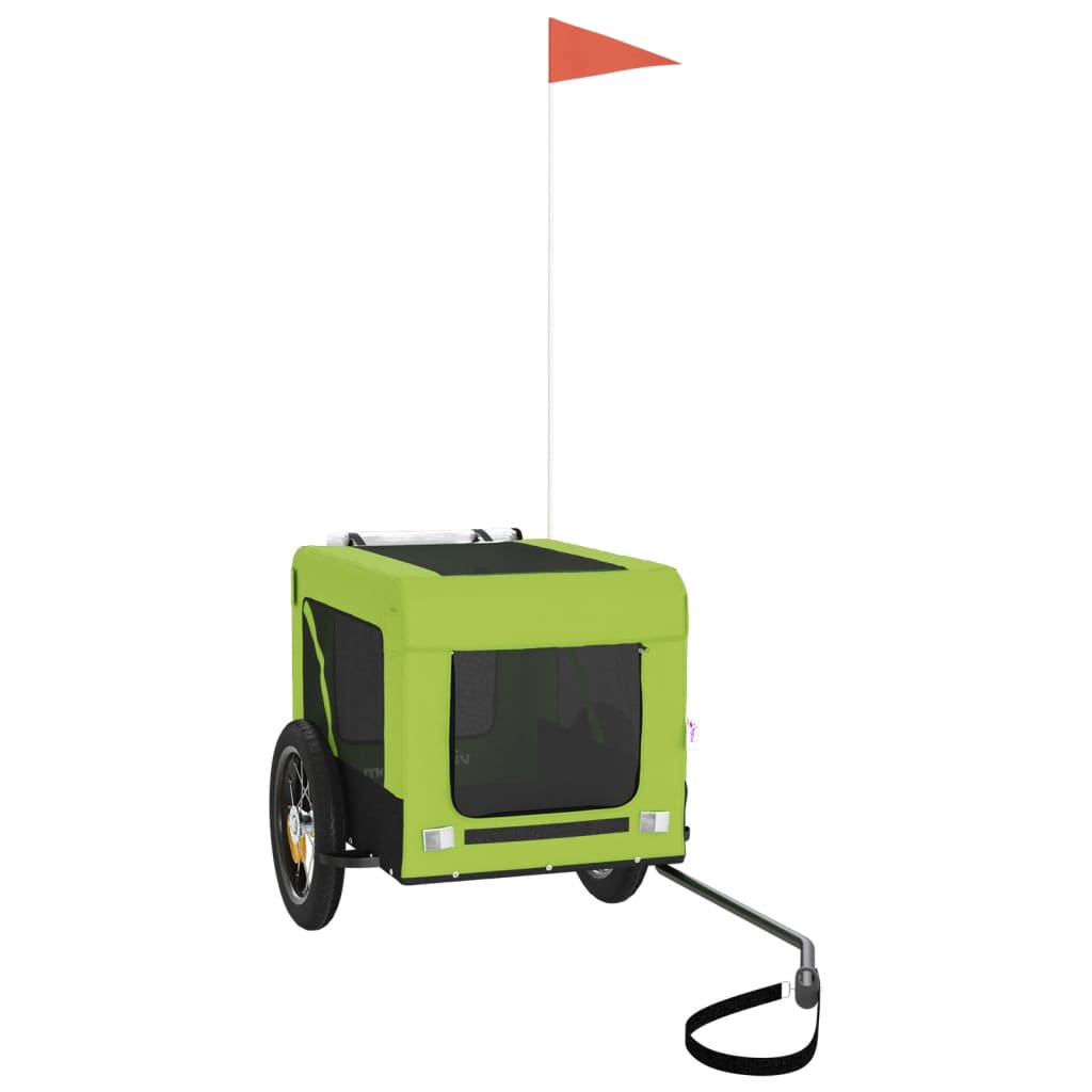 vidaXL Remorcă bicicletă animale companie, verde/negru, oxford/fier