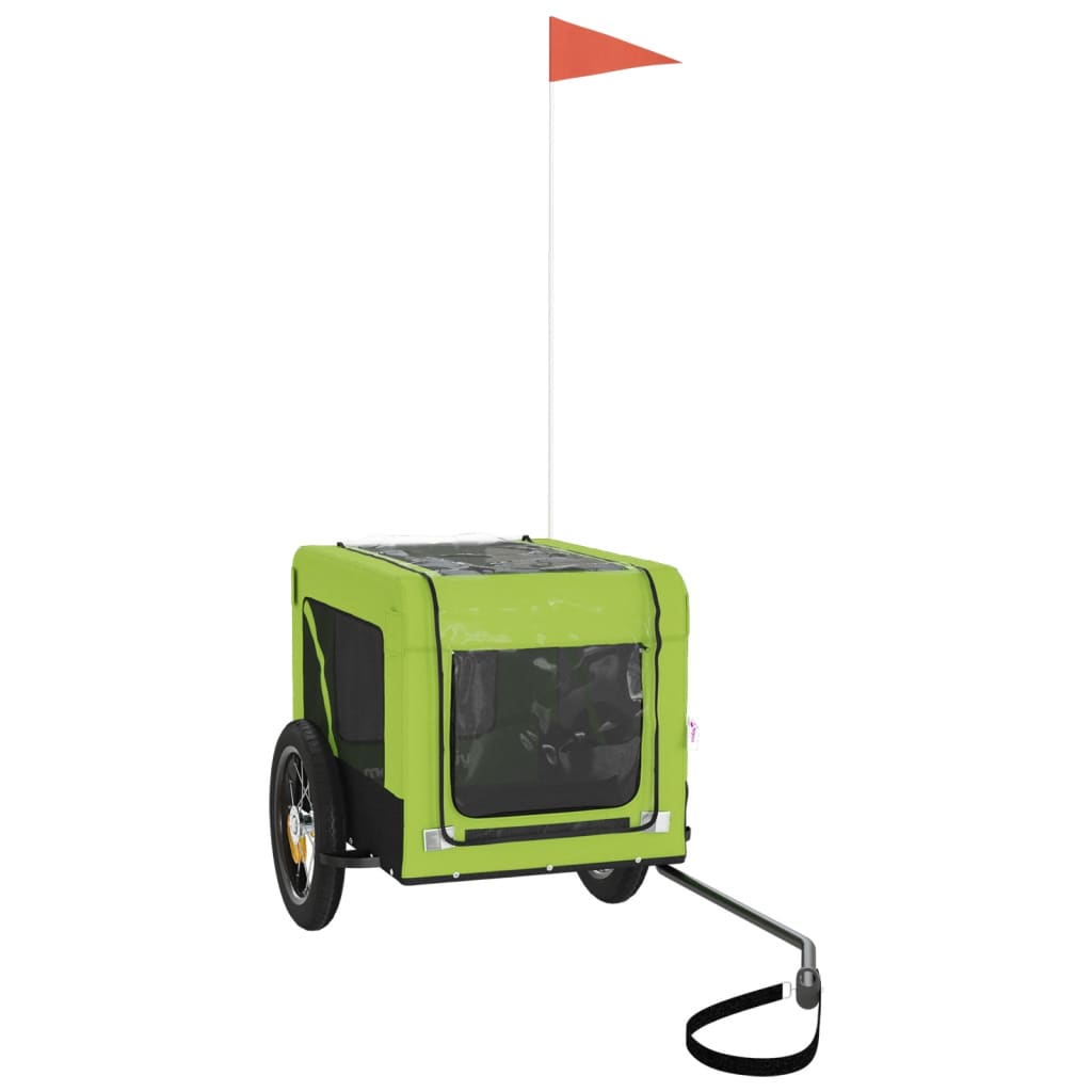 vidaXL Remorcă bicicletă animale companie, verde/negru, oxford/fier