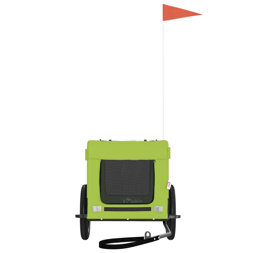 vidaXL Remorcă bicicletă animale companie, verde/negru, oxford/fier