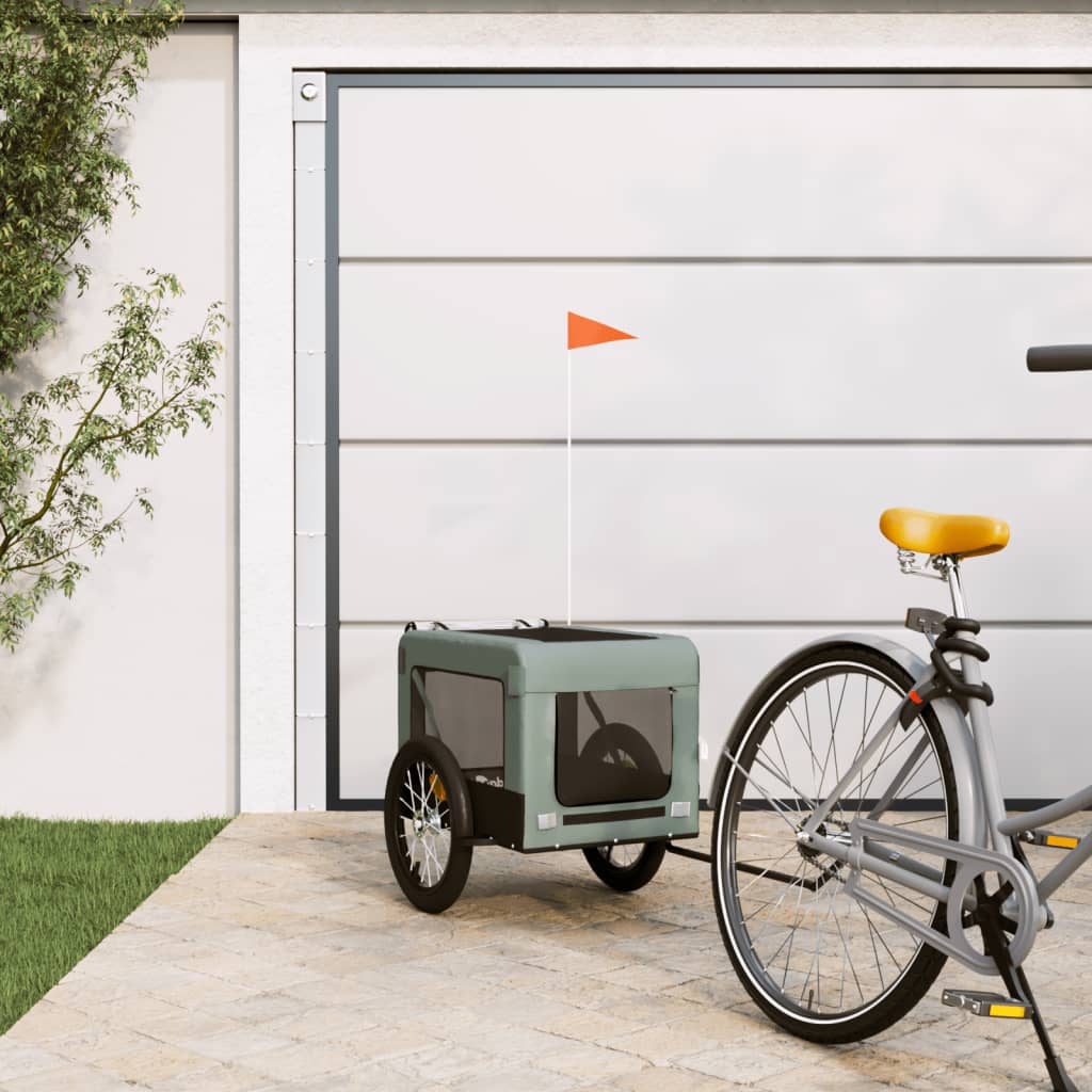 vidaXL Remorcă bicicletă animale companie gri/negru textil oxford/fier vidaXL Remorcă bicicletă animale companie gri/negru textil oxford/fier