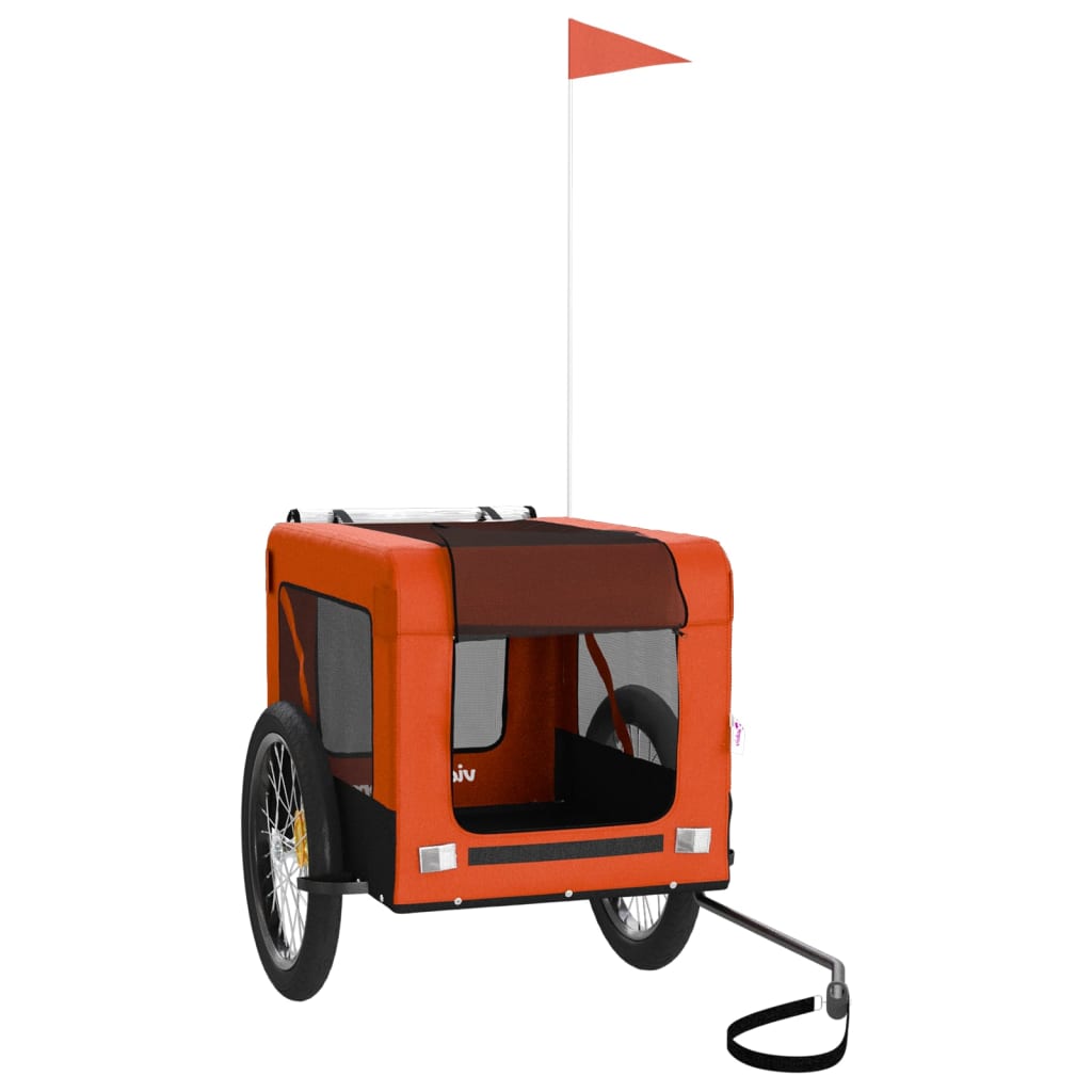 vidaXL Remorcă bicicletă animale companie portocaliu/negru oxford/fier vidaXL Remorcă bicicletă animale companie portocaliu/negru oxford/fier