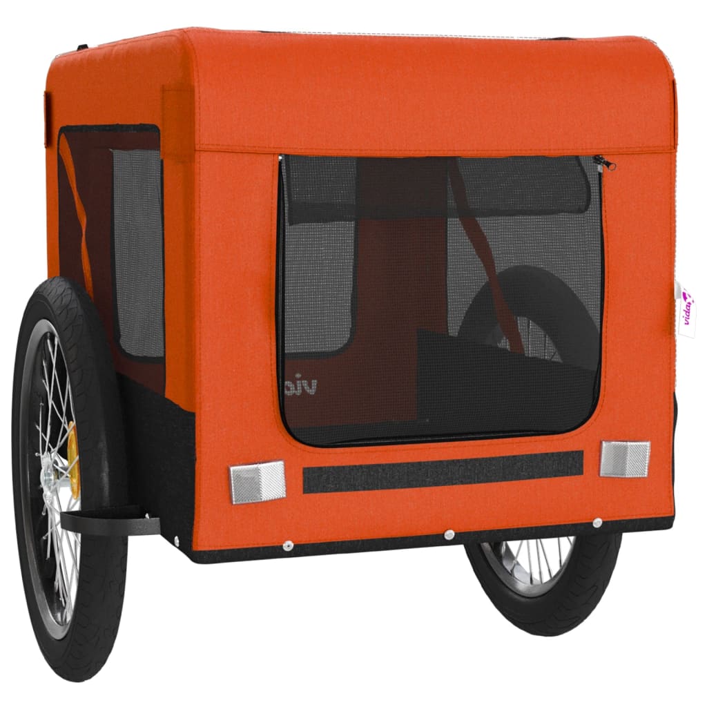 vidaXL Remorcă bicicletă animale companie portocaliu/negru oxford/fier vidaXL Remorcă bicicletă animale companie portocaliu/negru oxford/fier