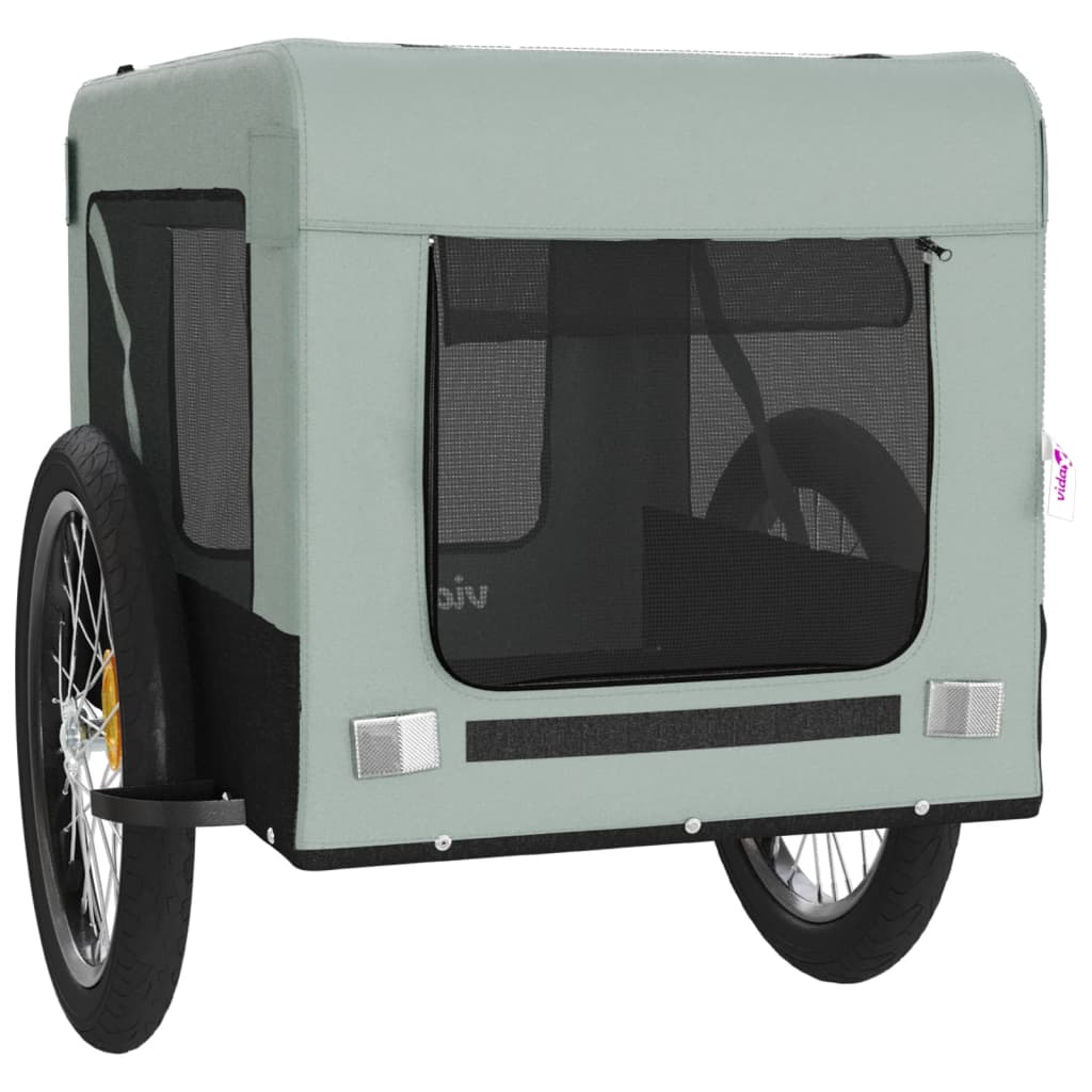 vidaXL Remorcă bicicletă animale companie gri/negru textil oxford/fier vidaXL Remorcă bicicletă animale companie gri/negru textil oxford/fier