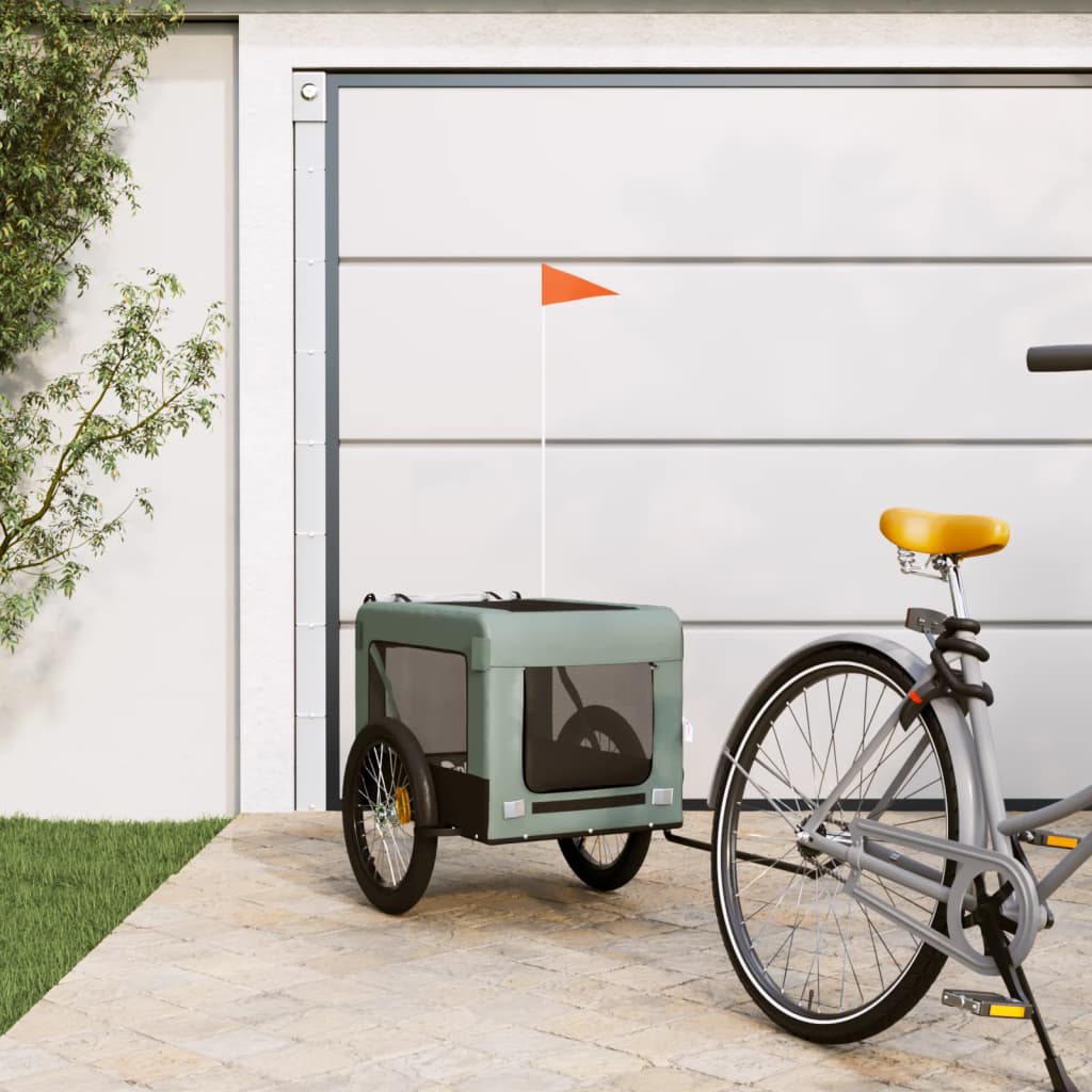 vidaXL Remorcă bicicletă animale companie gri/negru textil oxford/fier vidaXL Remorcă bicicletă animale companie gri/negru textil oxford/fier