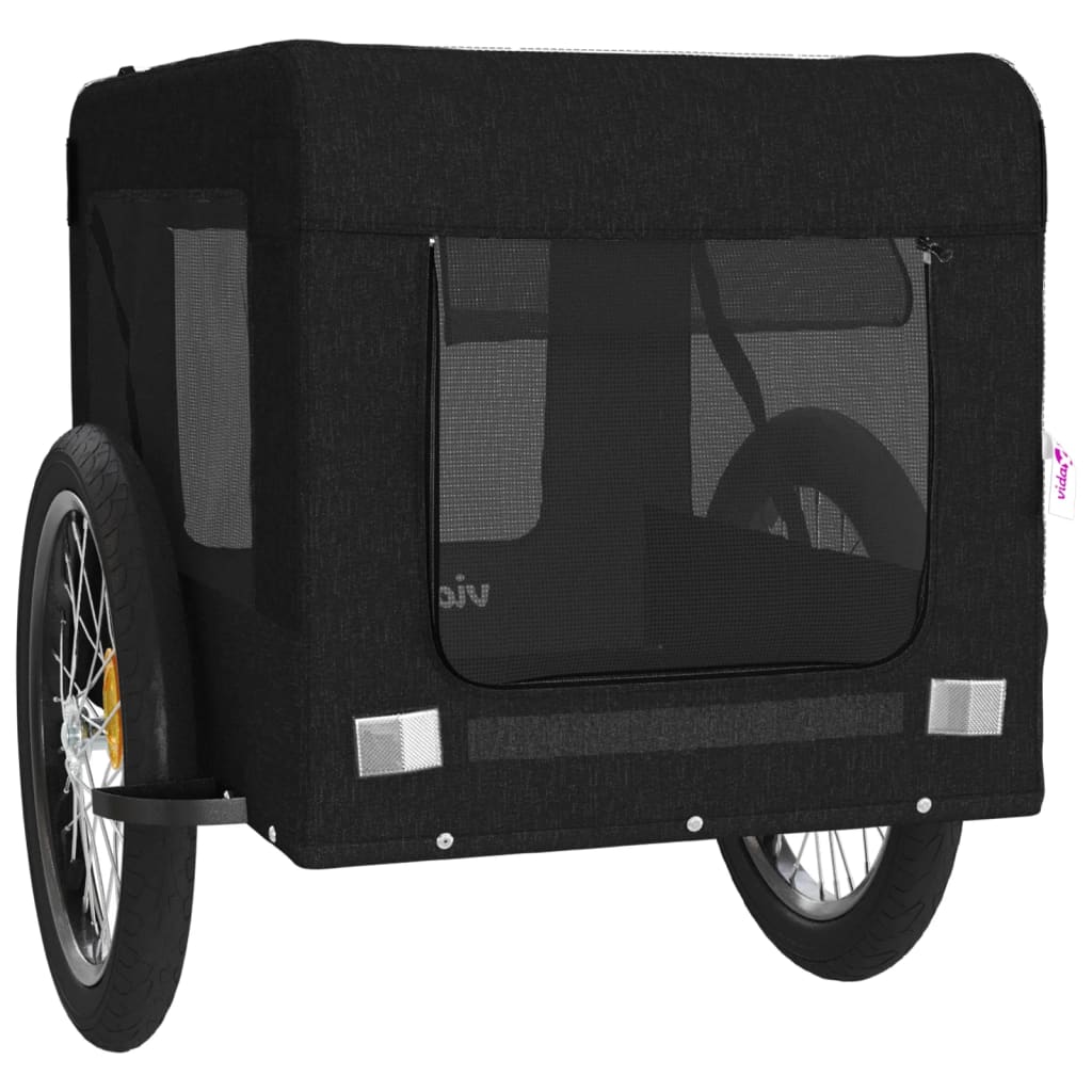 vidaXL Remorcă bicicletă animale companie, negru, textil oxford/fier