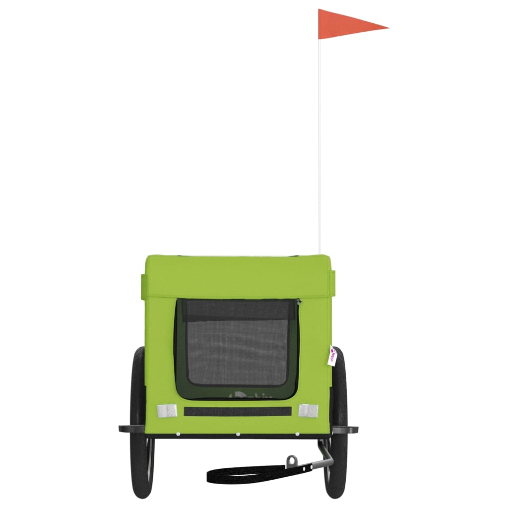 vidaXL Remorcă bicicletă animale companie, verde/negru, oxford/fier